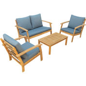 DUKAP® Truwood FSC Wood 4 pièces Ensemble de patio avec coussins gris