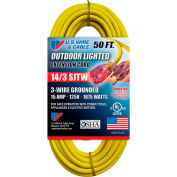 U.S. fil 73050 50 Ft. Trois conducteurs jaune Temp-Flex lumineux Branchez le cordon, 14/3 GA., 300V, 15 a