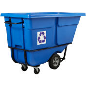 Rubbermaid Commercial Products 1 Cu. Yd. Tilt Truck - Blue Recycling, Plastic