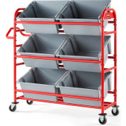 Rubbermaid Tote Picking Cart with Angled Shelves, Red
