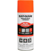 Rust-Oleum Industrial 1600 System General Purpose Enamel Aerosol, Safety Orange, 12 oz - 1653830, qté par paquet : 6