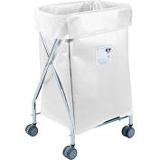 R&B Wire Products Narrow Collapsible Hamper, Steel, White Vinyl Bag