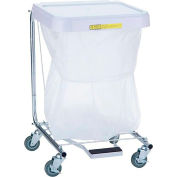 R&B Wire Products Single Medium Duty Hamper with Foot Pedal, 28"H, Steel, White