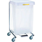 R&B Wire Products Single Medium Duty Hamper with Foot Pedal, 32"H, Steel, White
