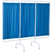 Écran d’intimité antimicrobien fixe R&B® Wire Designer, 81 « L x 69 » H, 3 panneaux de tissu bleu