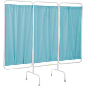 R&B Wire Antimicrobial 3 Panel Medical Privacy Screen, 81"W x 69"H, Gry Green Vinyl Panels