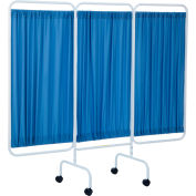 Écran de confidentialité mobile R&B® Wire Antimicrobial Designer, 81 « L x 69 » H, 3 panneaux de tissu bleu