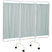 R&B Wire Antimicrobial 3 Panel Mobile Medical Privacy Screen, 81"W x 69"H, Gray Green Vinyl Panels