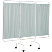 Écran de confidentialité mobile R&B® Wire Antimicrobial Designer, 81 « L x 69 » H, 3 panneaux de vinyle vert gris