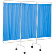 R&B Wire Antimicrobial 3 Panel Mobile Medical Privacy Screen, 81"W x 69"H, Periwinkle Vinyl Panels