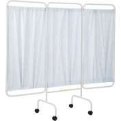 R&B Wire Antimicrobial 3 Panel Mobile Medical Privacy Screen, 81"W x 69"H, White Vinyl Panels