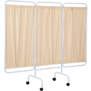 R&B Wire Products Three Panel Mobile Medical Privacy Screen, 81"W x 69"H, Beige Vinyl Panels