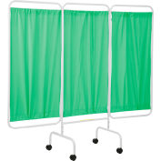 R&B Wire Products Écran de confidentialité médical mobile à trois panneaux, 81 « L x 69"H, panneaux de vinyle vert