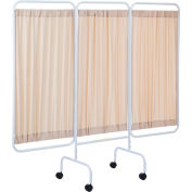 Écran de confidentialité médicale mobile R&B® Wire, 81 « L x 69 » H, 3 panneaux de tissu beige
