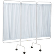 R&B Wire 3 Panel Mobile Medical Privacy Screen, 81 « L x 69"H, Panneaux de vinyle blanc