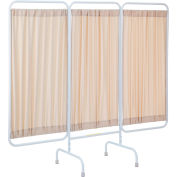 Écran d’intimité médicale fixe R&B® Wire, 81 « L x 67 » H, 3 panneaux de tissu beige
