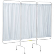 R&B Wire Antimicrobial 3 Panel Medical Privacy Screen, 81"W x 69"H, White Vinyl Panels