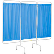 R&B Wire 3 Panel Medical Privacy Screen, 81"W x 69"H, Blue Vinyl Panels