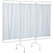 R&B Wire 3 Panel Medical Privacy Screen, 81"W x 69"H, White Vinyl Panels
