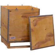 Global Industrial 4 Panel Hinged Shipping Crate w/Lid & Pallet, 23-1/4"L x 23-1/4"W x 23-1/2"H