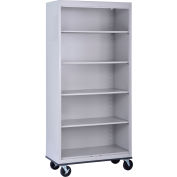 Bibliothèque mobile Sandusky® Elite, assemblée, 36 po L x 18 po P x 78 po H, gris tourterelle