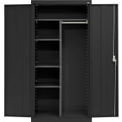 Armoire de rangement combinée entièrement soudée Sandusky® Elite, porte pleine, 36 po L x 18 po P x 72 po H, noir