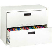 Classeur latéral, 2 tiroires, 30 po l x 18 po D x 26-5/8 po H, blanc standard