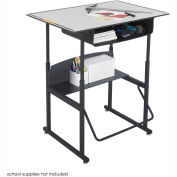 AlphaBetter™ Desk, 36 x 24 Premium Top, with Book Box - Gray & Black