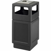 Safco® Canmeleon Recessed Panel, Ash Urn, Side Open, 38 Gallon Black, 9477BL