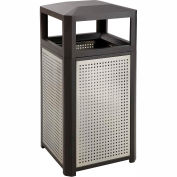 Safco® Outdoor Perforated Steel Side Opening Trash Can, 38 Gallon, Black
