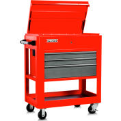 Proto® Heavy Duty Utility Cart W/ 3 Drawers, 23"D x 46"H, Red & Gray