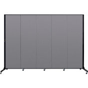Screenflex 5 Panel Light-Duty Portable Room Divider, 6'5"H x 9'5"W, Fabric Color: Stone
