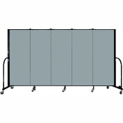 Screenflex 5 Panel Portable Room Divider, 5'H x 9'5"L, Fabric Color: Grey Stone