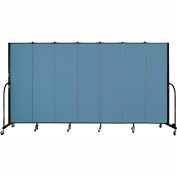 Screenflex 7 Panel Portable Room Divider, 6'8"H x 13'1"L, Fabric Color: Summer Blue