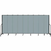 Screenflex 9 Panel Portable Room Divider, 6'8"H x 16'9"W, Couleur du tissu: Pierre grise