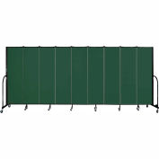 Screenflex 9 Panel Portable Room Divider, 6'8"H x 16'9"W, Fabric Color: Green