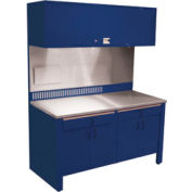 Poste de travail stationnaire Realiti®, dessus en acier inoxydable, bleu St. Louis
