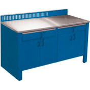 Shure Realiti® Stationary Workbench, 4 Doors, 2 Drawers, 60"W x 24"D, Blue