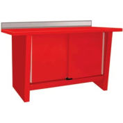 Shure Cabinet Bench W/ 2 Doors, Stainless Steel Square Edge, 60"W x 24"D, Red
