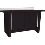 Banc d’armoire Shure w / 2 portes, bord carré en acier inoxydable, 60 « L x 24 « D, Noir
