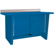 Shure Cabinet Workbench W/ 2 Doors, Stainless Steel Square Edge, 60"W x 24"D, Monaco Blue