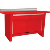 Banc d’armoire Shure W / 2 tiroirs et 2 portes, bord carré en acier inoxydable, 60 « L x 24 « D, Rouge