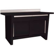 Shure Cabinet Bench W/ 2 Drawers & 2 Doors, Stainless Steel Square Edge, 60"W x 24"D, Black