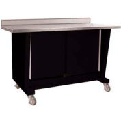 Shure Mobile Cabinet Bench W/ 2 Doors, Stainless Steel Square Edge, 60"W x 24"D, Black