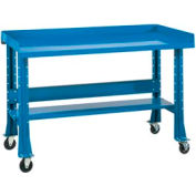 Shureshop® Établi portable, Butcher Block Square Edge, 60"Wx30"D, Bleu