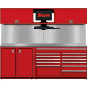 Système de banc Shuretech, 2 portes, 9 tiroirs, 96"W x 29"D, rouge