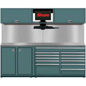 Système d’établi Shuretech, 2 portes, 9 tiroirs, 96"L x 29"D, Gris