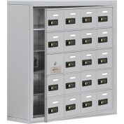 Salsbury 5-Tier 20 Door Welded Phone Locker w / Combo Locks, 30-1/2"Wx9-1/4"Dx31"H, gris, assemblé