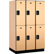 Salsbury 2-Tier 6 Door Extra Wide Wood Locker, 45"W x 24"D x 76"H, Maple, Partially Assembled