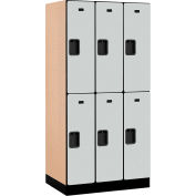 Salsbury 2-Tier 6 Door Designer Wood Locker, 36 « L x 21 » P x 76 » H, gris, partiellement assemblé